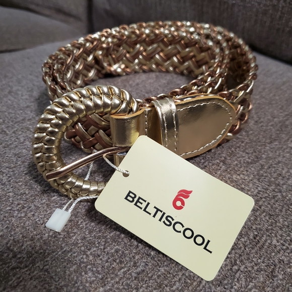 Braided Gold and Brown Belt‎ with Intricate Weave - Picture 2 of 5